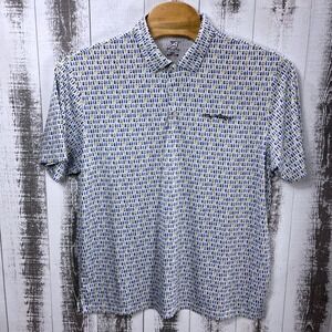 Ahead USA The Villages Beer Print Performance Golf Polo Shirt Men's XL White